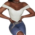 thumbnail image 4 of Douhoow Women PU Leather Vest Mesh Yarn Suspender Strap Crop Top Zipper Off Shoulder Tank Tops, 4 of 7