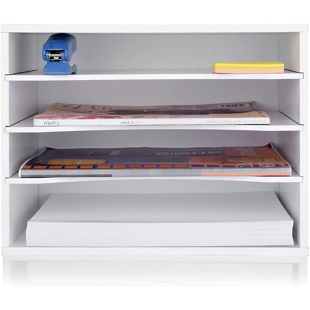 eMerit Wood Desktop Organizer Paper Storage Letter Tray File Sorter for