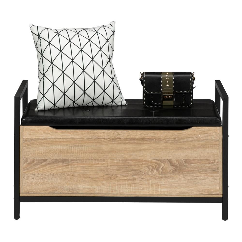 Zimtown Industrial Storage Bench, Entryway Shoe Bench Hidden Storage