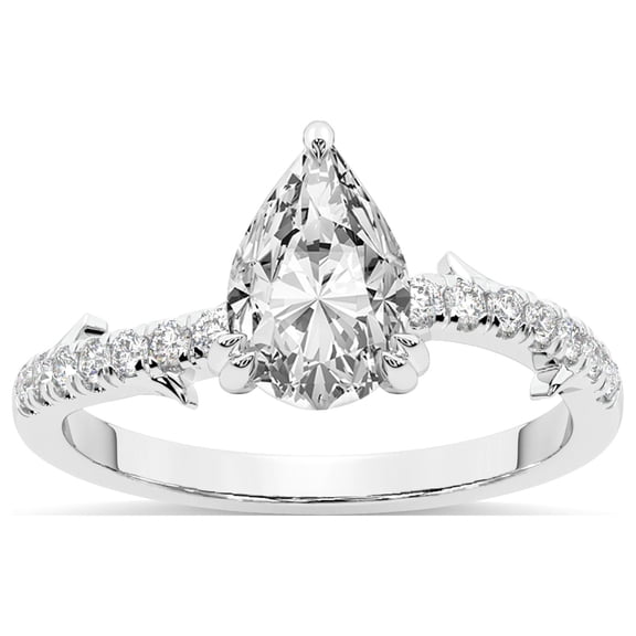 Pear Shape 2 Carat IGI Certified Lab Grown Diamond Ring | 14K White Gold | Phoebe Twigs Diamond Ring | FG-VS1-VS2 Quality Friendly Diamonds