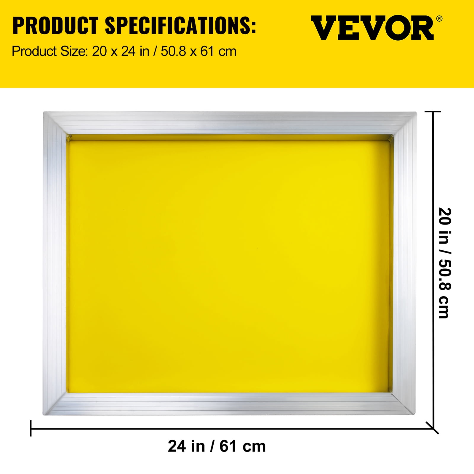 Pre-stretched 20 x 24 Aluminum Screen 420 Mesh Yellow