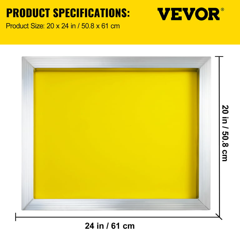 VEVOR Screen Printing Kit, 6 Pieces Aluminum Silk Screen Printing Frames,  20x24inch Silk Screen Printing Frame with 160 Count Mesh, High Tension  Nylon Mesh and Sealing Tape for T-shirts DIY Printing