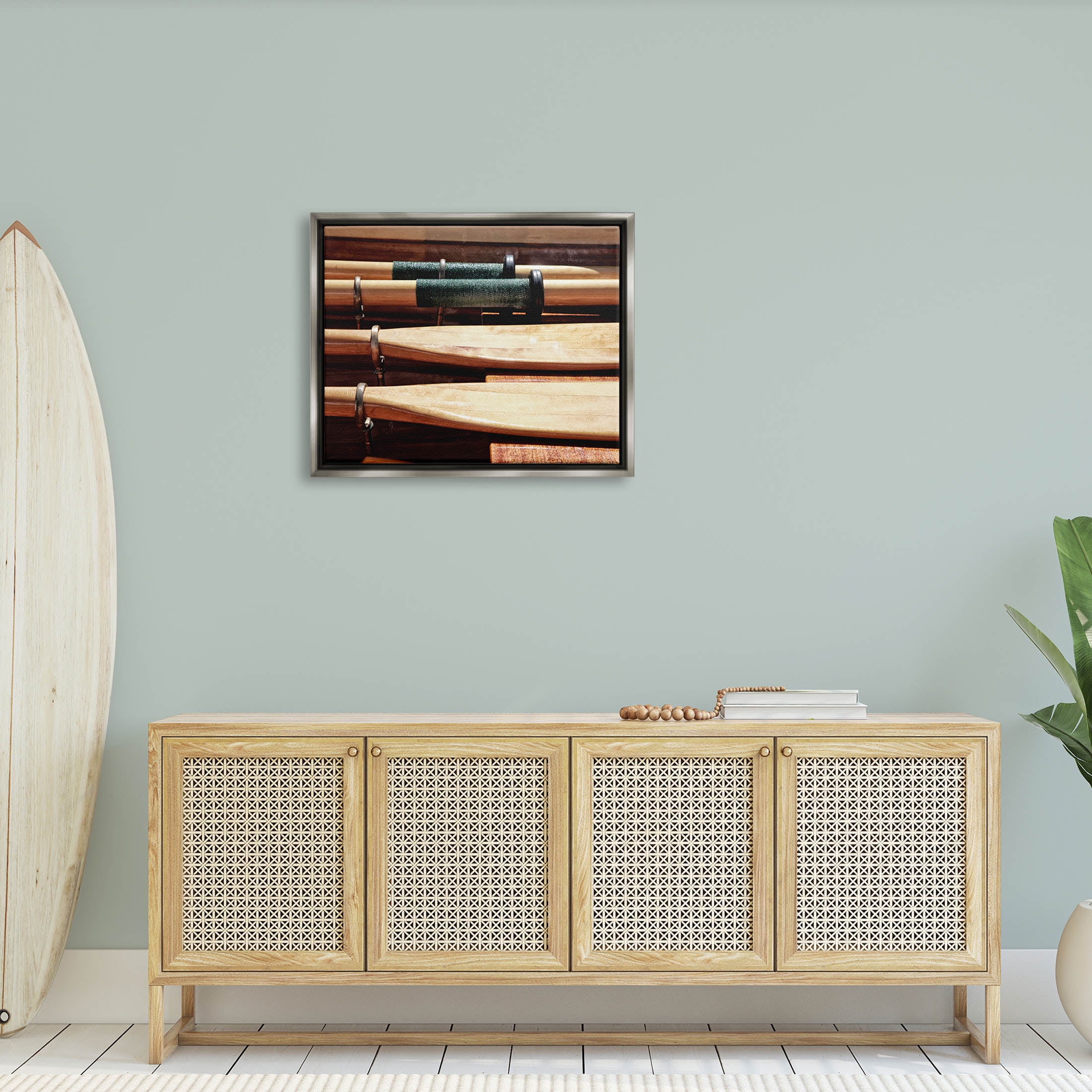 Stupell Industries Rowing Oars Photograph Photograph Luster Gray Floating Framed Canvas Print Wall Art, Design by Savanah Plank