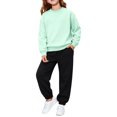 thumbnail image 2 of XAOFW Toddler Girl Outfits Long Sleeve Solid Color Sweatshirt Jogger Pants Little Girls Fall Winter Cozy Clothes Sets 10-11 Years, 2 of 4