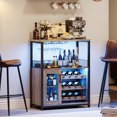thumbnail image 1 of Twister.CK 5 Tier Wine Bar Cabinet with LED Light, Bar Cabinet with Detachable Wine Rack and Glass Holder, Storage Space for Kitchen Living Room Bar, Gray, 1 of 8