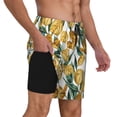 thumbnail image 2 of Kdxio Yellow Tulips Print Men's Swim Trunks with Compression Liner 7 Inch Inseam Quick Dry Swim Shorts, 2 of 7