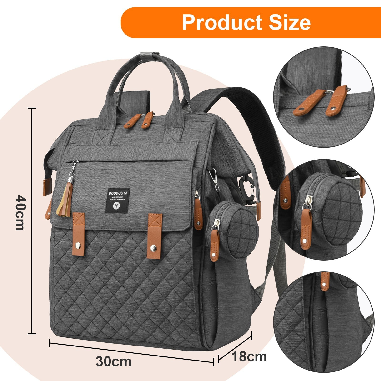 TOPCHANCES Diaper Bag Backpack, Multifunctional Baby Bag with Changing Station, 45L Large Capacity Baby Diaper Bags for Outdoor Travel (Dark Gray)