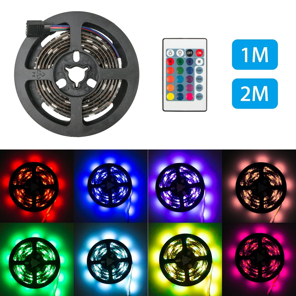 Battery Powered Led Strip Lights, 6.6ft/3.3ft Waterproof Flexible Color