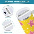 thumbnail image 3 of Yayeee 40oz Double-Wall Insulated Stainless Steel Tumbler with Handle Bottle, Big Pink Stars Pattern, 3 of 8