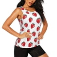 thumbnail image 2 of Xecao Hand Drawn Strawberry print women's scoop neck, loose-fit workout tank tops for the gym., 2 of 9