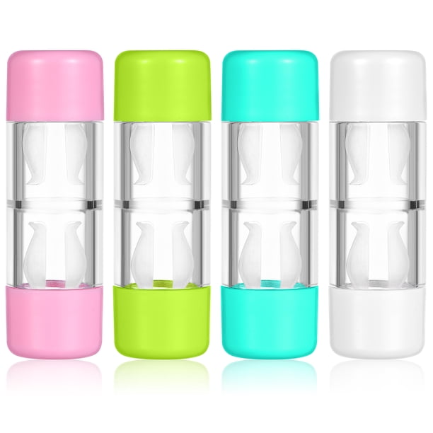 Estuche rígido de viaje para lentes RGP (4 unidades), caja protectora, contenedor para lentes cosméticos (rosa, blanco, azul y verde).