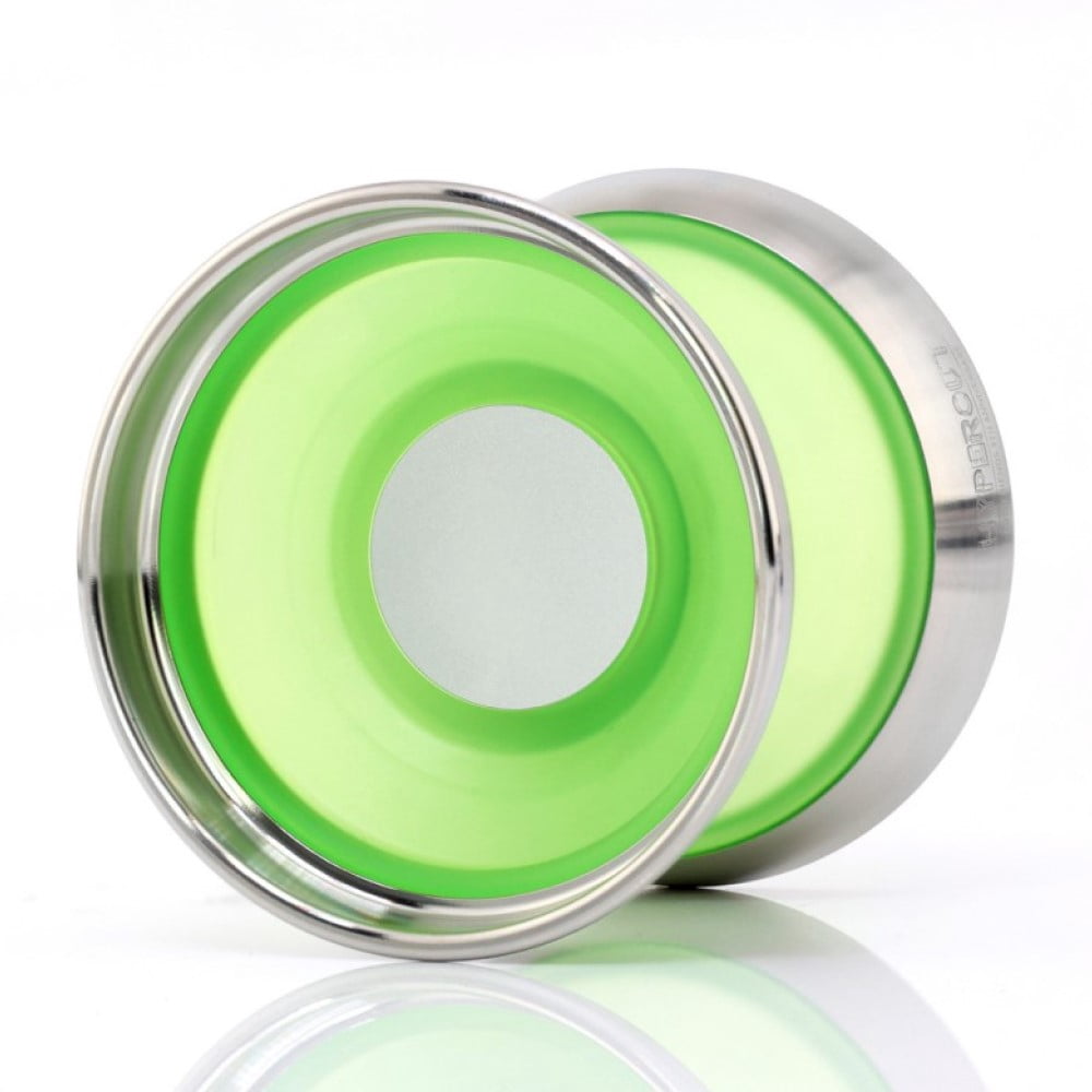 yoyofriends Hypercut Yo-Yo - PC and Stainless Steel Hybrid Yo-Yo (Green w/Raw Rings)