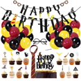 thumbnail image 1 of 49 unids/set tema de Harry Potter suministros de decoración para fiesta de cumpleaños conjunto de globos corbata gafas marco Banner banderines adorno para pastel, 1 of 3