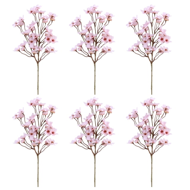 Nvzi Ramo artificial de flores de durazno de 16 pulgadas, rama corta artificial de flores de durazno, flor artificial para decoración del hogar, rosa (6 piezas)