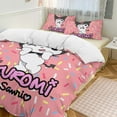 thumbnail image 6 of Kuromi Bed Duvet Cover Microfiber Bedding Sets 3D Printed Lightweight 3 Piece Comforter Sets, 1 Duvet Cover And 2 Pillow Shams for Kids Boys Girls 90"x90", 6 of 7