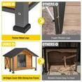 thumbnail image 3 of Aivituvin Anti-Chewing Outdoor Dog House with Iron Frame, 34.3"D Weatherproof Wooden Dog Kennels with Large Porch for Outdoor & Indoor, Brown, 3 of 9