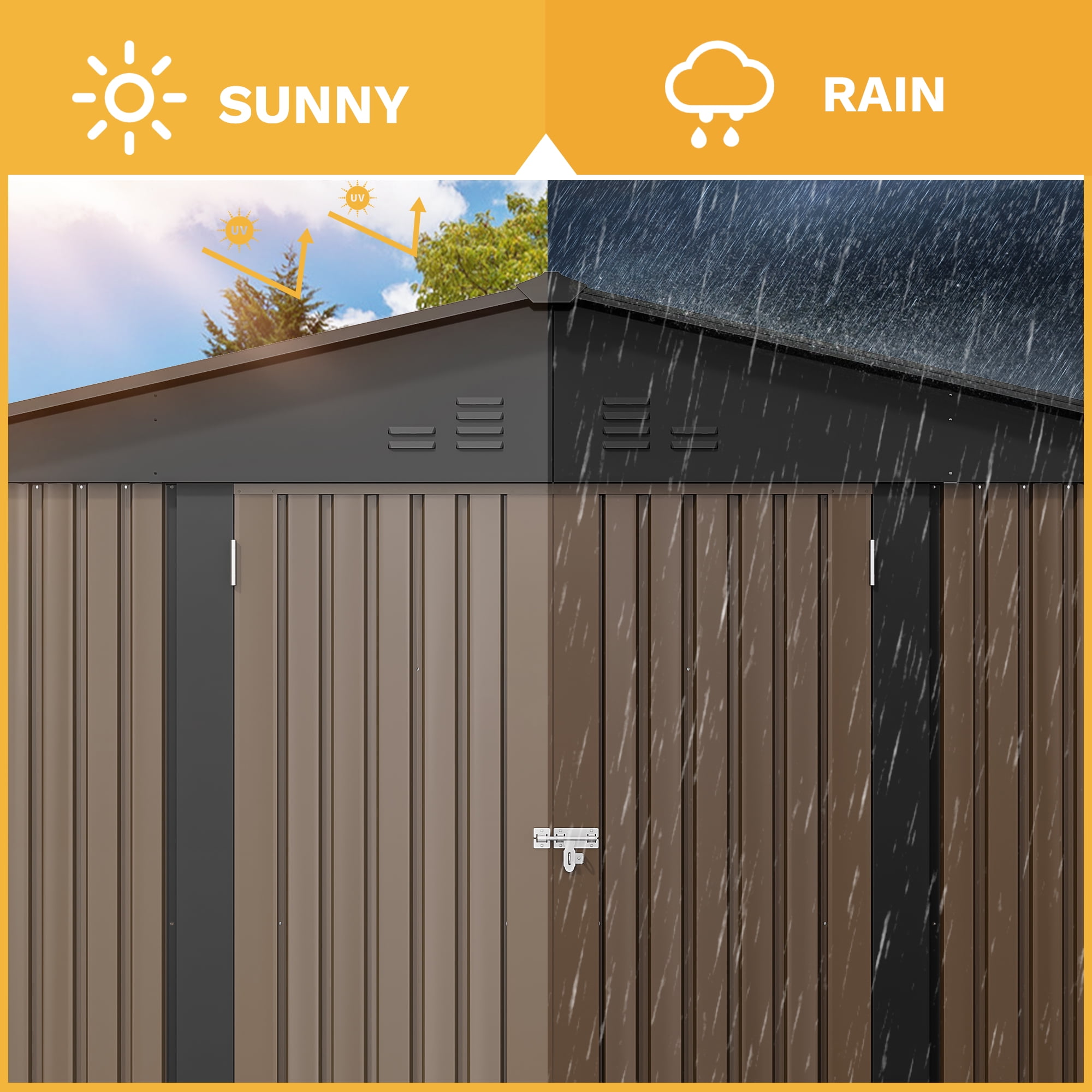 Dextrus Large 10x8ft Outdoor Storage Shed Metal with Lockable