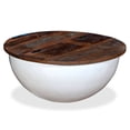 thumbnail image 1 of vidaXL Table Basse Bois de Récupération Massif Forme de Bol Blanc, 1 of 5