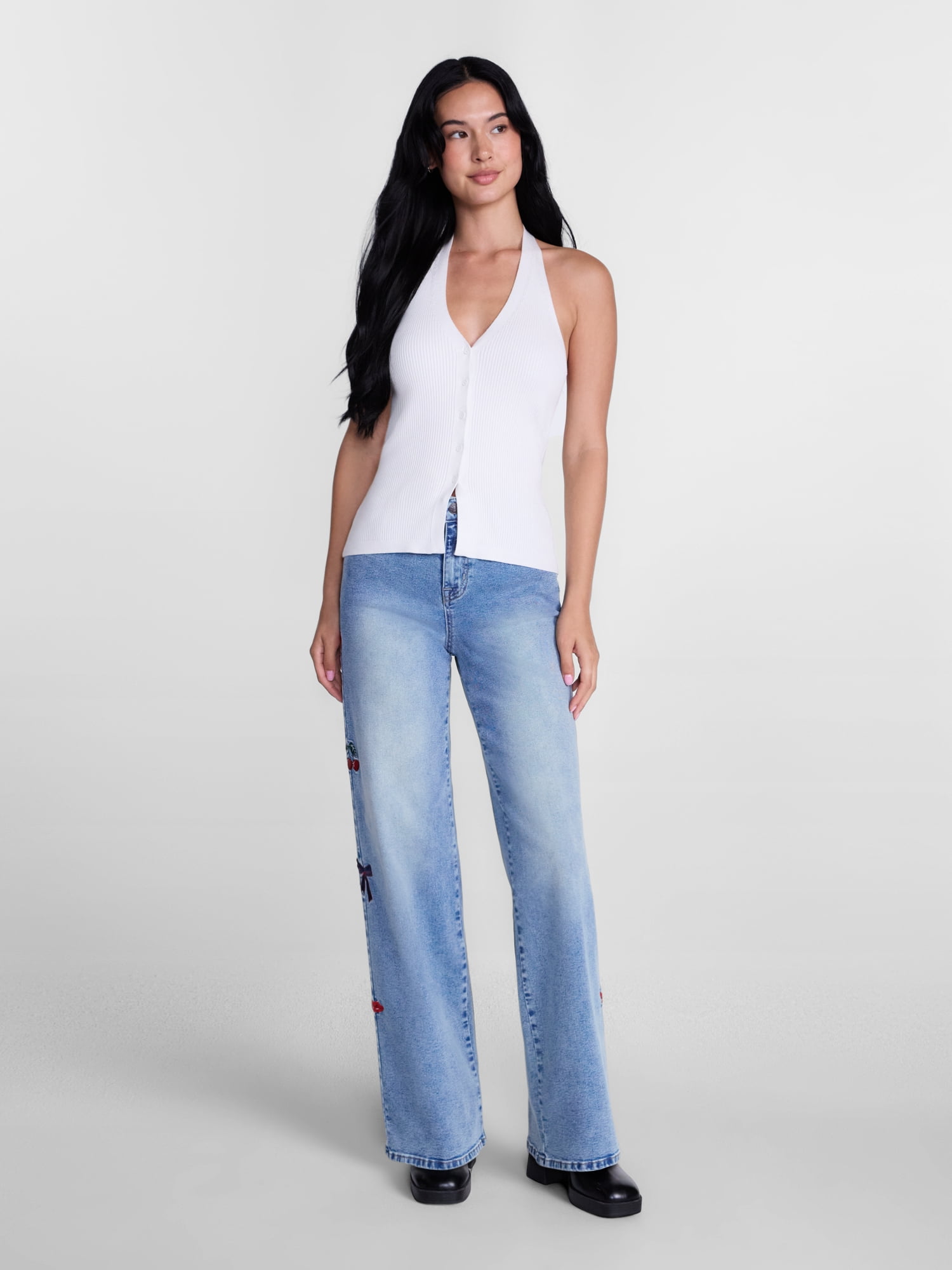 Madden NYC Women’s Ultra 90's Jeans with Icon Embroidery, 32'' Inseam, Sizes 00-18