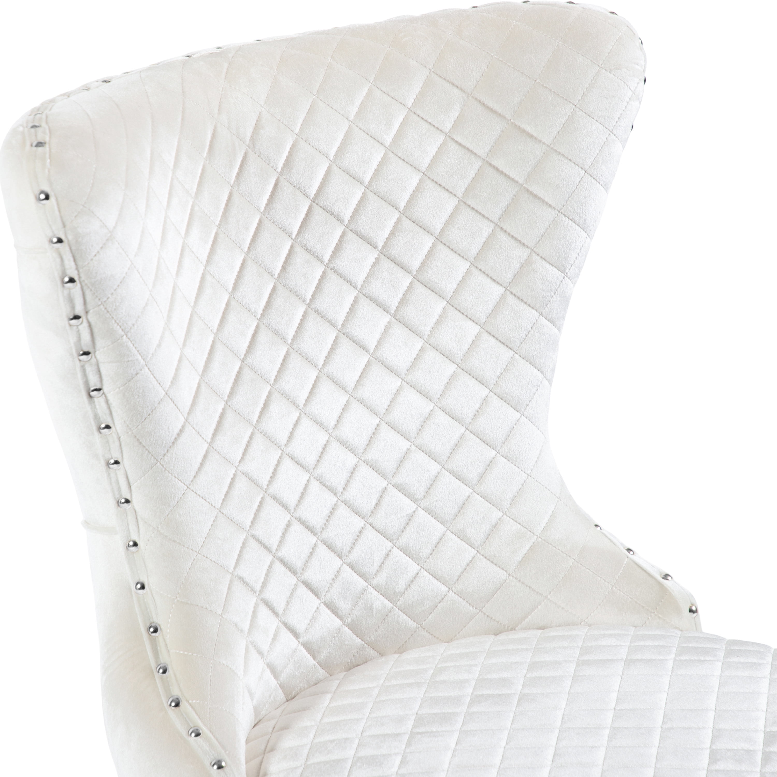 Furniture of America Vera Glam Nailhead Trim Dining Chairs, White and Chrome (Set of 2)