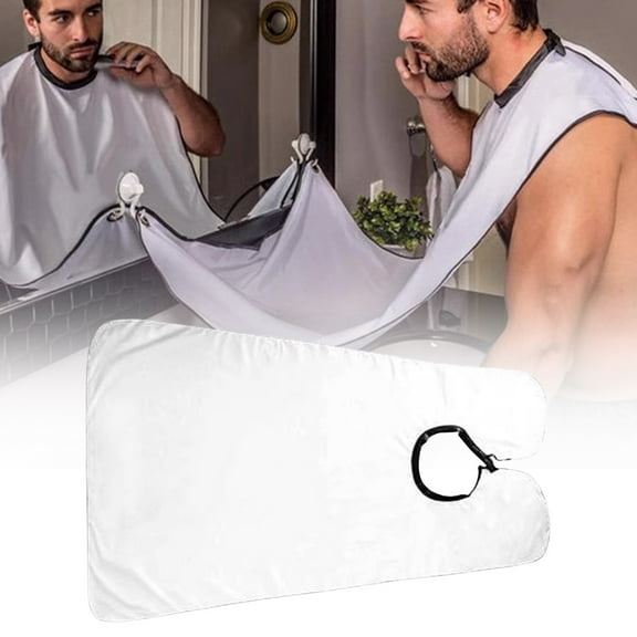Beard Bib, Bead Bib for Shaving, Beard Apron, Waterproof Shaving Cloth Kit Non-Stick Beard Cape, Beard Trimming Bib with Strong Suction Cup, A Gift for All Men, 1 Pcs, 42.13 x 26.38"