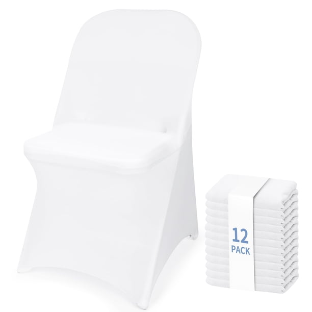Fundas plegables para sillas, de elastano, elásticas, de color blanco (12 unidades)