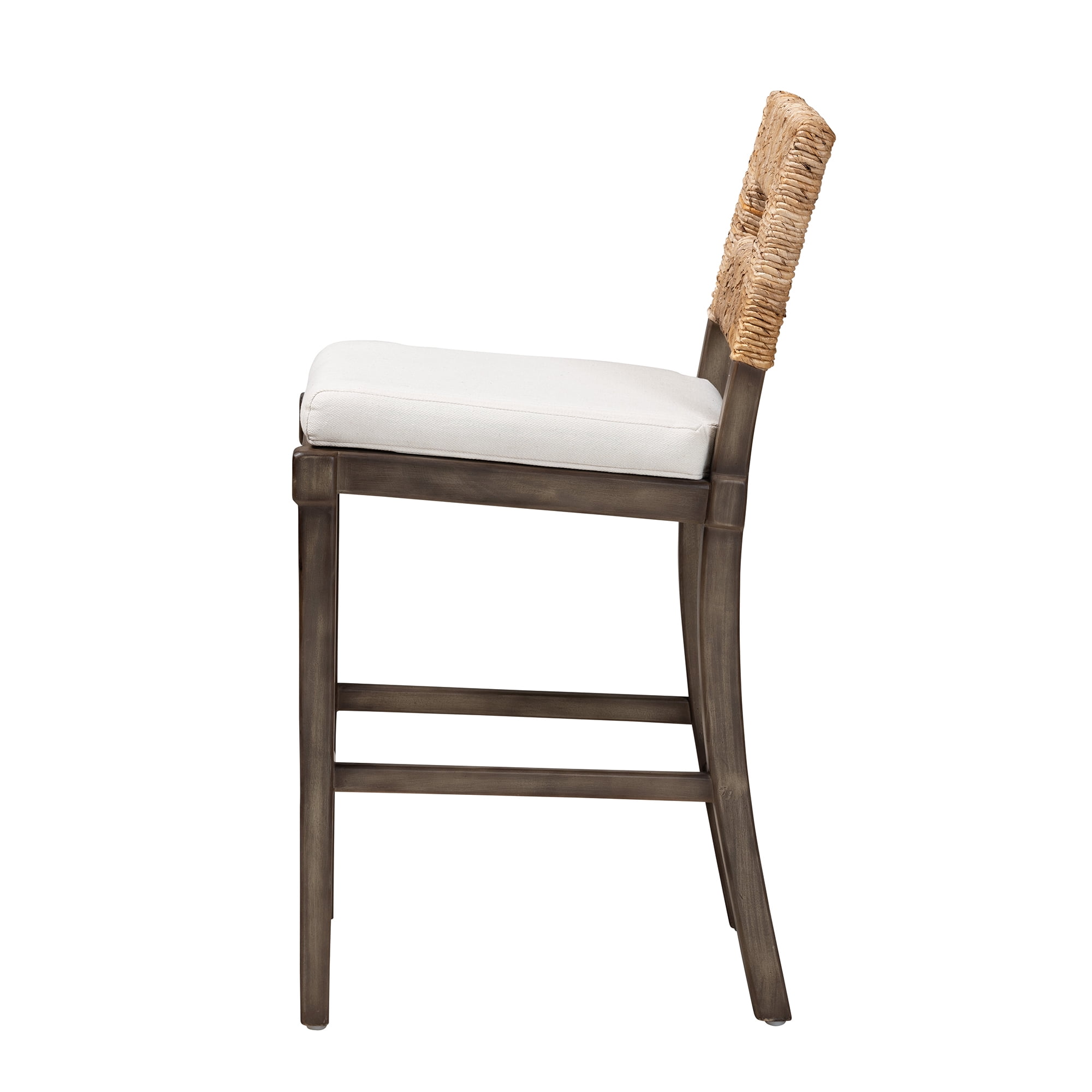 Bali & Pari Porsha Mahogany Wood & Seagrass BOHO Counter Stool, Natural Brown
