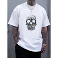 thumbnail image 1 of T-shirt Mode Homme Titre Texture Éclair Sombre Imprimé Crâne Oversize Court, 1 of 5