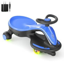 Korimefa 6V Electric Wiggle Car,Load 66 lbs,Wiggle Scooter with Rechargeable Battery & LED Flashing Wheels, Anti-Rollover & Flexible Steering, Outdoor Ride on Toys for Kids 3 Years and up (Blue)