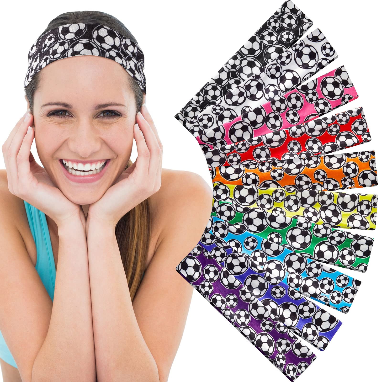 MTLEE 10 Pieces Soccer Headbands Volleyball Headbands Girls Headband