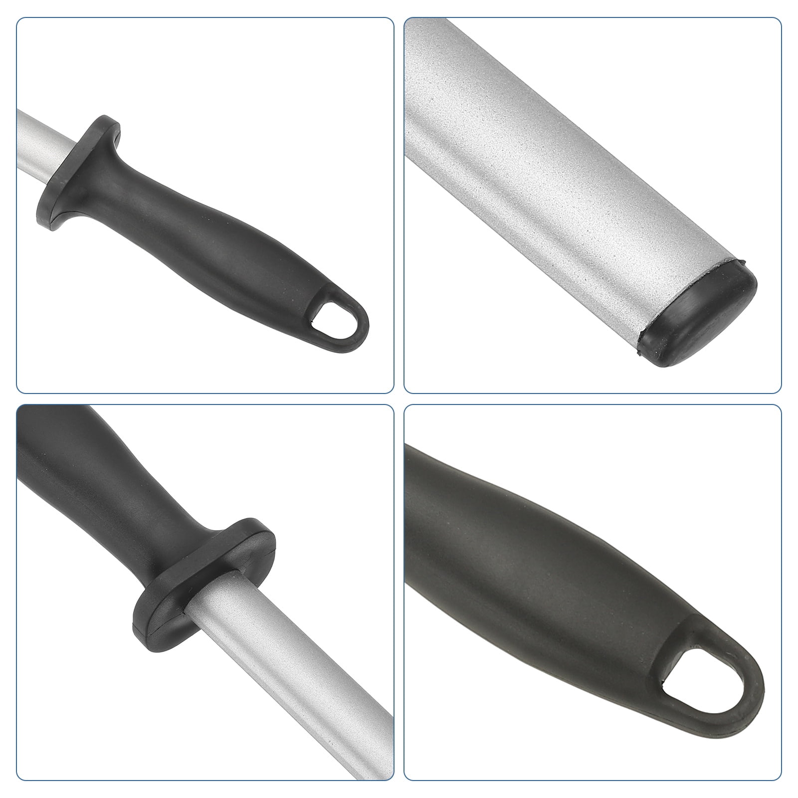 8 Inch Diamond Sharpening Steel Honing Rod, High Hardness Sharpening Rod Knife Sharpener Steel Silver