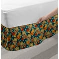 thumbnail image 2 of Sugar Skull Bed Skirt, Skulls Diamond Shapes in Eyes Roses Bouquets Colorful Pattern Print, Elastic Bedskirt Dust Ruffle Wrap Around for Bedding Decor, 4 Sizes, Multicolor, by Ambesonne, 2 of 2