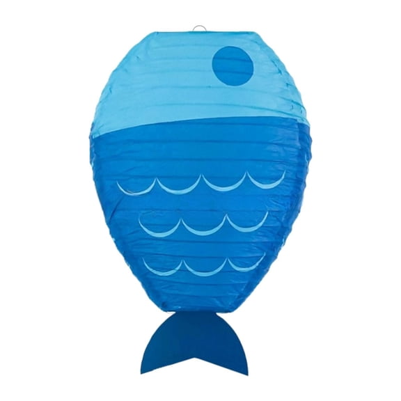 Fish Paper Lantern Handmade Hanging Decor for Kids Room Under the Sea Theme Party Blue
