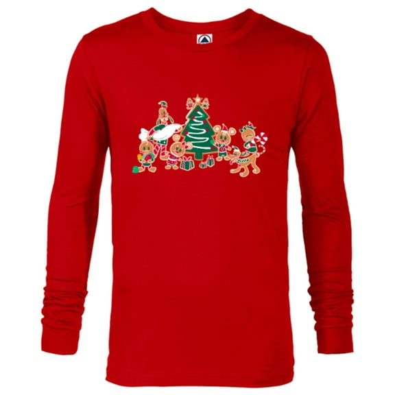 Disney Mickey & Pals Gingerbread Cookies and Christmas Tree - Long Sleeve T-Shirt for Men – Customized-New Red