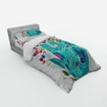 thumbnail image 2 of Ambesonne Cat Bedding Set 3 Pcs, Kitty with Flower and Bird, Twin, Multicolor Seafoam, 2 of 2