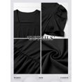 thumbnail image 5 of HUBERY Women Square Neck Puff Short Sleeve Pleated Pocket Solid Color Midi Dress, 5 of 6