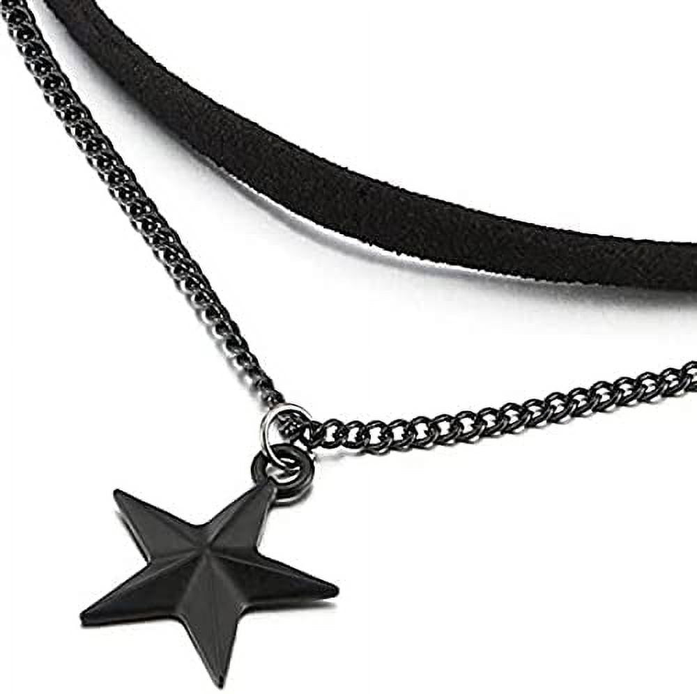 Vintage Street Fashion Versatile Black Rhinestone Star Layout Pendant Black  String Necklace Y2k/Ins Necklace