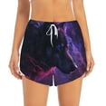 thumbnail image 2 of Yiaed Galactic Wolf Stare Print Women's Running Shorts with Liner 3 Zipper Pockets Elastic Workout Athletic Gym Yoga Shorts-Small, 2 of 7