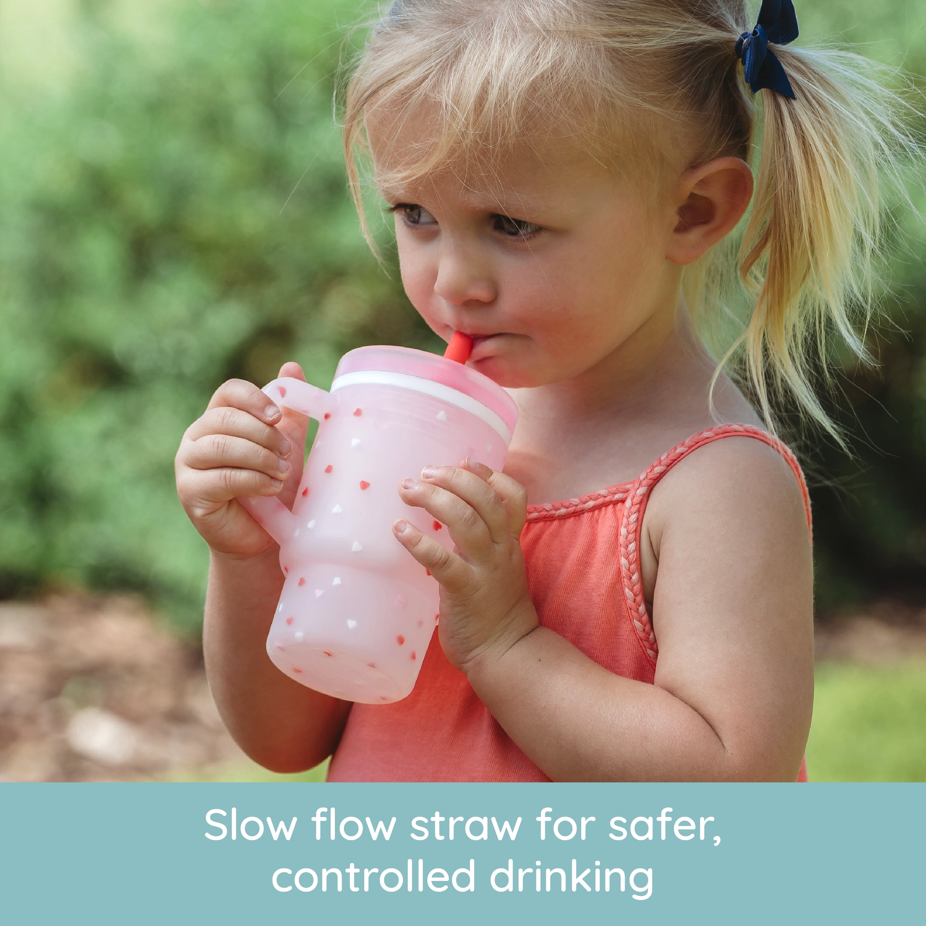 Infantino My 1st Tumbler – Adorable 9oz. Training Cup with Toddler-Friendly Straw and Handle, Heart Speckles