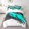 thumbnail image 2 of Homewish Black Teal Splash 7-Piece Bedding Comforter Set For Teens Boys Girls,Abstract Graffiti King Bedding Sets,Vintage Aesthetic Ultra Soft Bed Sheets,Luxury Bedroom Decor,Reversible, 2 of 8