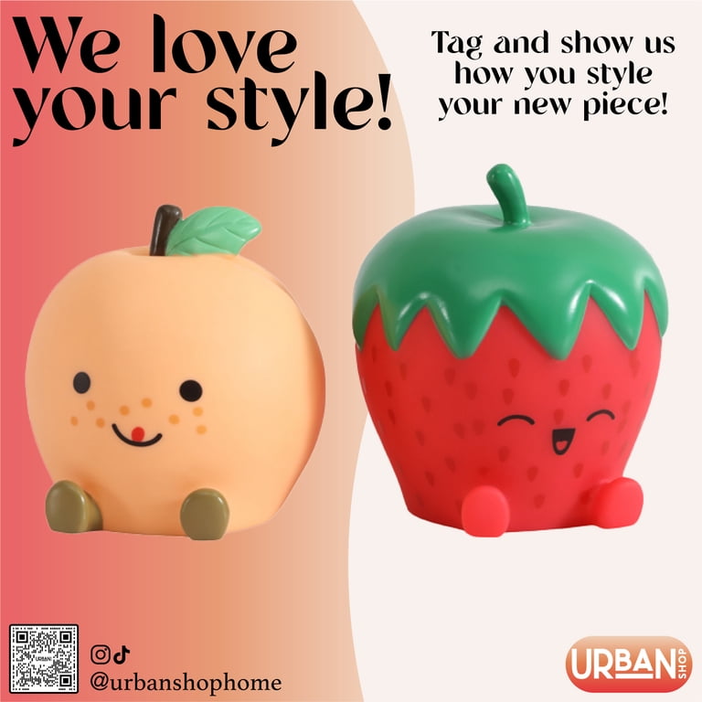 5 2 Pack Food Figural LED Mood Light - Strawberry & Peach