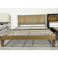thumbnail image 3 of Bed Frame with Rattan Headboard, 4 Storage Drawers, Integrated Support Slats, Metal Frame with Wood Reinforcement, Bohemian Style Design, 3 of 3