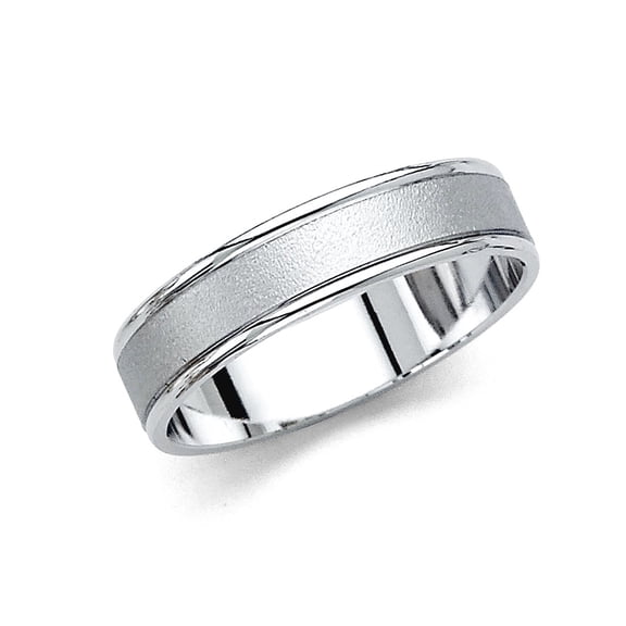 14k White Gold 5mm Sanded Blasted Wedding Band Ring Size 7 Wedding Band for Women and Men