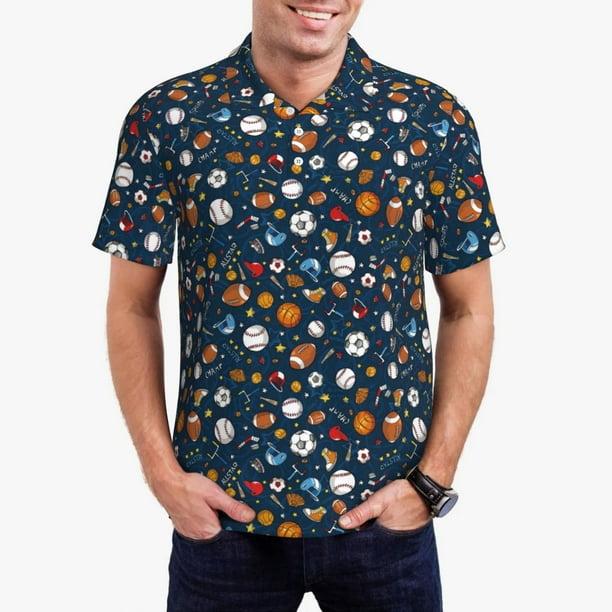Balery Ball Sports Camisa Polo de Hombre con Estampado, de Manga Corta y Tejido Medio, Camisa Tipo Golf Polo-Medium