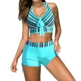 thumbnail image 3 of PENGXIANG Sexy Swimsuits With SHort 2 Piece Swimwear Color Block Bathing Suits For Women, 3 of 6