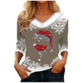 thumbnail image 2 of WXLWZYWL Christmas Blouse Womens Fashion V-Neck Printed Casual Long Sleeve Tops Winter, 2 of 6