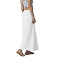 thumbnail image 6 of GEWSEY Flared Maxi Skirt with Back Slit - Elastic Waist Drawstring Long Flowy Ankle-Length Skirt (White, XXL), 6 of 9