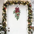 thumbnail image 6 of Christmas Teardrop Swags Outdoor Decor, Winter Wreath Cedar Swag with Bow Pinecone Red Berry, Front Door Hanging Christmas Decorations for Window Stairs Wall Xmas Holiday Decor, 6 of 6