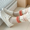 thumbnail image 6 of Women's Cute Floral Socks Ruffle Frilly Aesthetic 3D Flower Cottagecore Dress Sock 5 Pairs, 6 of 7