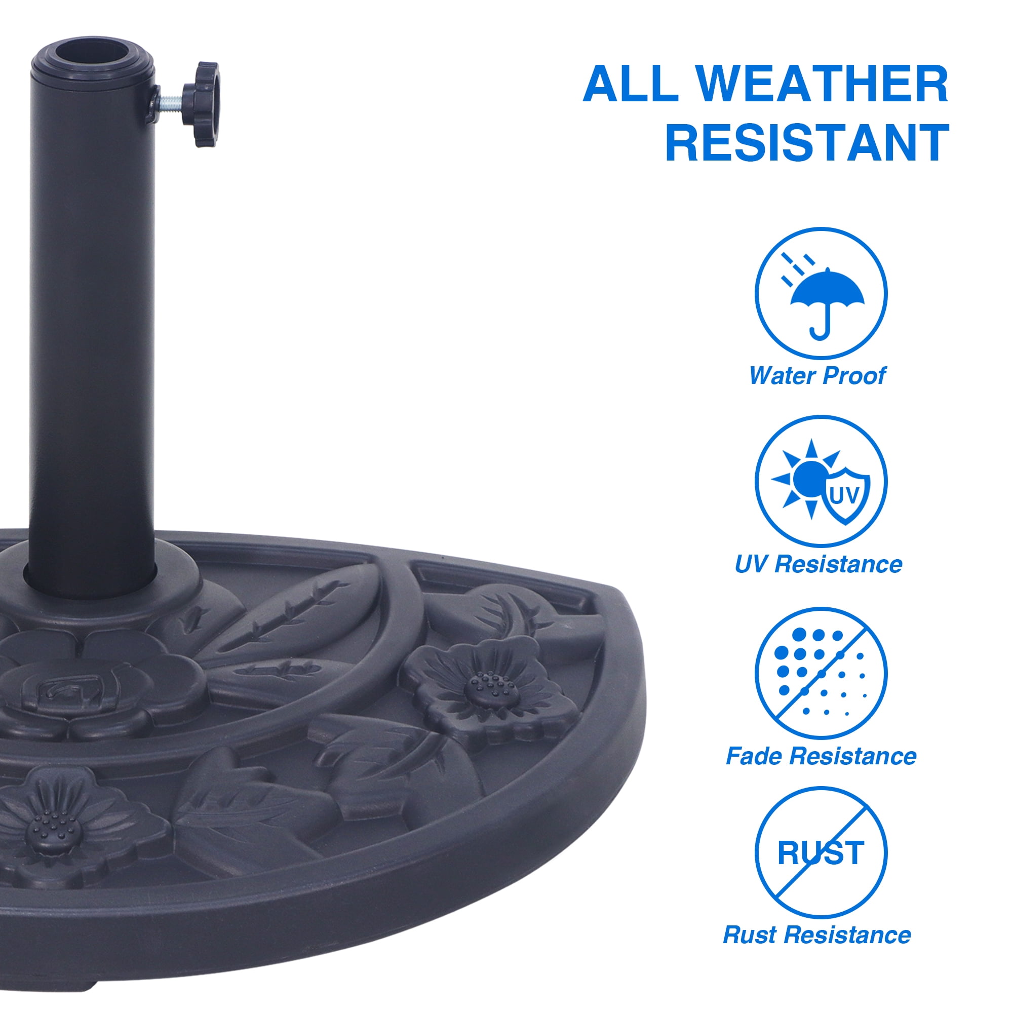 Abble Half Round Resin Outdoor Patio Umbrella Base Stand 20 Lbs